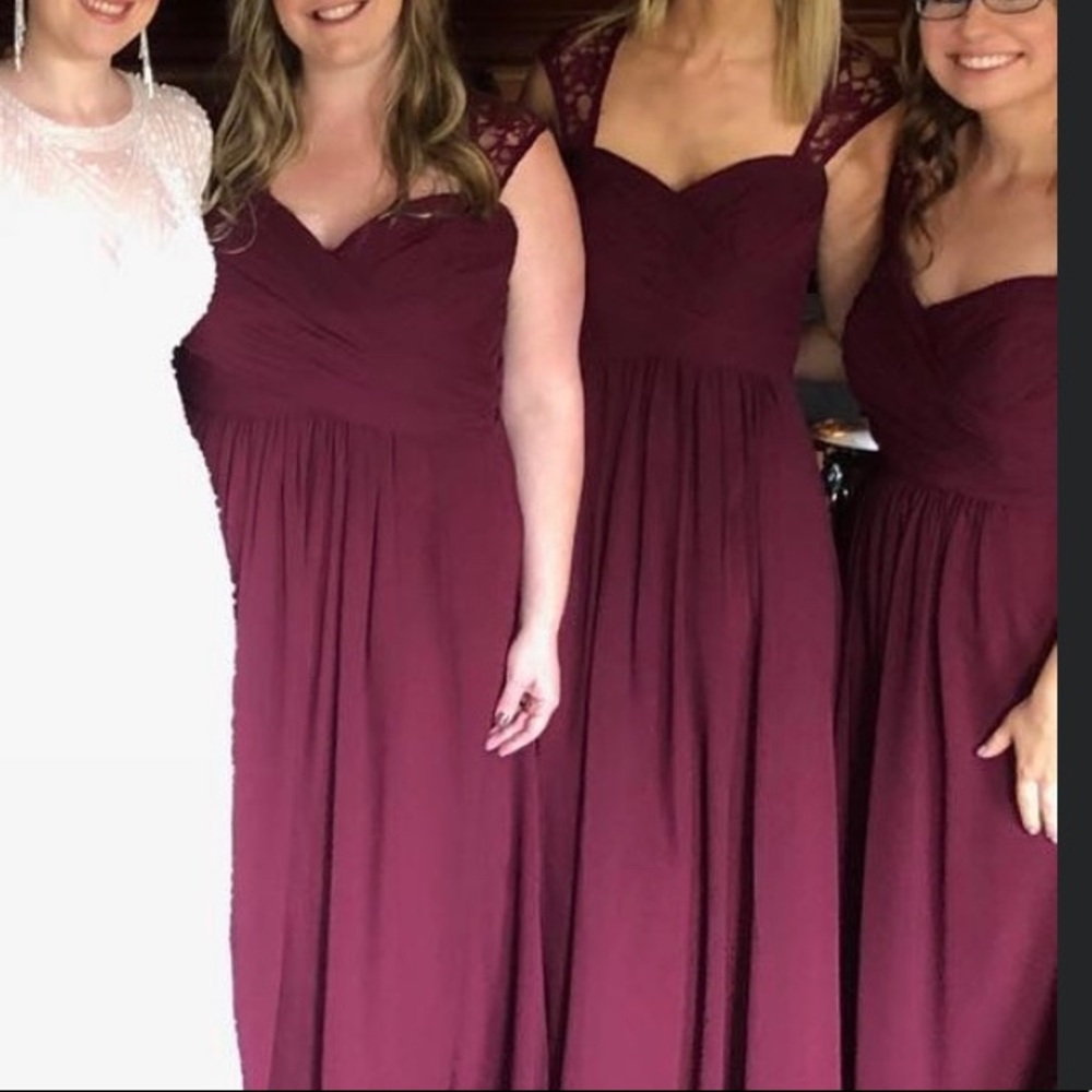 Wine colored full length bridesmaid dress - 0